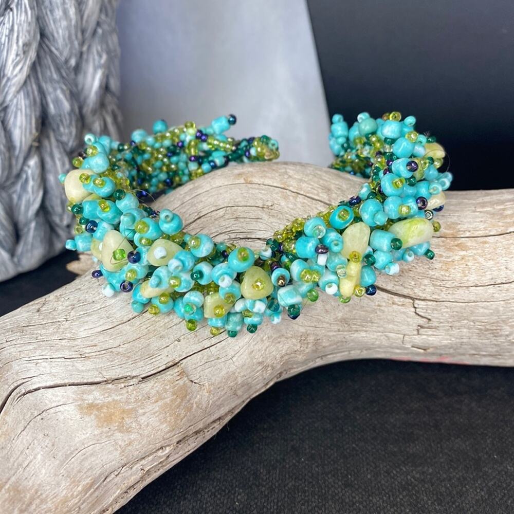Vintage Beaded Bracelet/Cuff. Handmade with intricate detail. Stunning